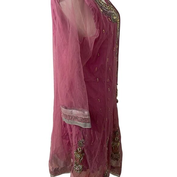 Pakistani Indian Party Dress Purple Size 44 Handmade - Picture 13 of 16